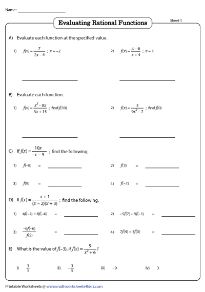 41 rational functions worksheet with answers Worksheet