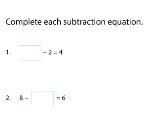 Completing Subtraction Equations