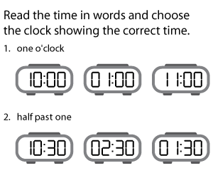 Matching Time in Words and Digital Clocks