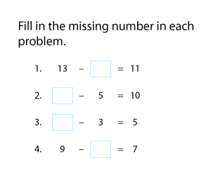 Finding Missing Numbers | Subtraction within 20