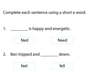 Completing Sentences with Short E Words