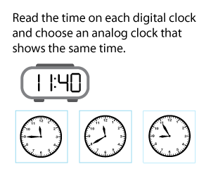 Matching Analog and Digital Clocks | Nearest Five Minutes