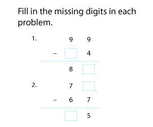 Missing Digits | 2-Digit Subtraction