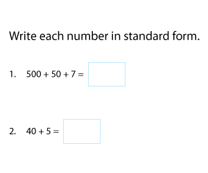 Writing Numbers up to 1,000 in Standard Form
