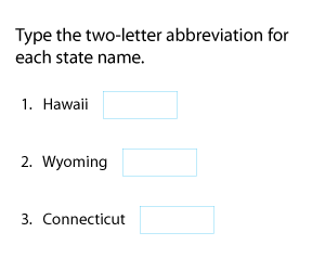Postal Abbreviation for 50 States