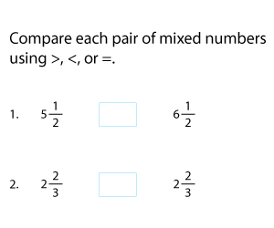 Comparing Mixed Numbers with Same Denominators
