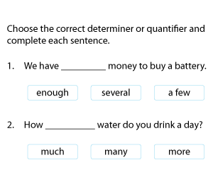 Completing Sentences with Determiners and Quantifiers