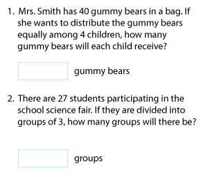 Dividing Numbers by 2, 3, 4, or 5  | Word Problems