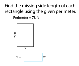 Length or Width of Rectangles Using Perimeter | Customary