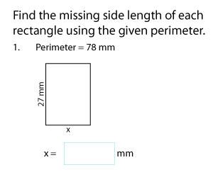 Length or Width of Rectangles Using Perimeter | Metric