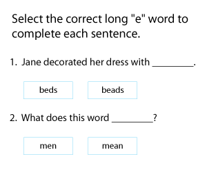 Using Long E Words to Complete the Sentences
