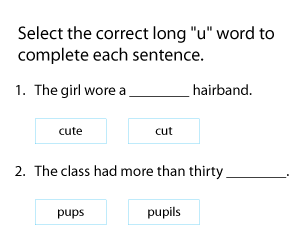 Using Long U Words to Complete the Sentences