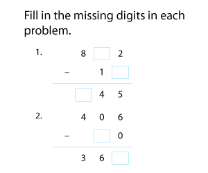 Missing Digits | 3-Digit and 2-Digit Subtraction