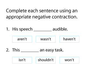 Negative Contractions in Sentences