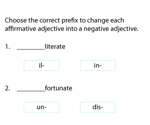 Negative Prefixes with Adjectives