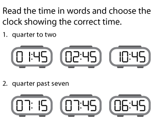 Reading Digital Clocks in Words | Quarter Hours
