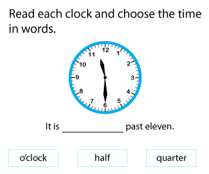 Reading Time Using O'Clock, Half, and Quarter