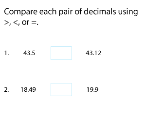 Comparing Decimals to Hundredths