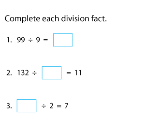 Completing Division Facts | Up to 12
