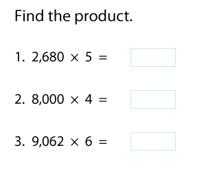 Multiplying 4-Digit by 1-Digit Numbers