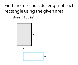 Side Length of Rectangles Using Area | Customary Units