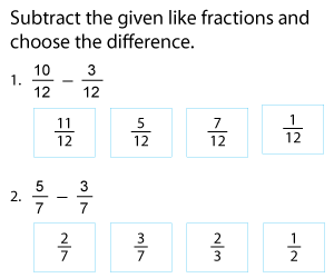 Subtracting Fractions with Like Denominators