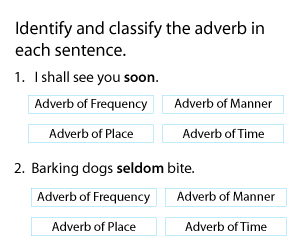 Recognizing Types of Adverbs in Sentences