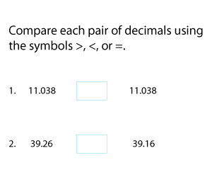 Comparing Decimals to Thousandths