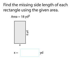 Finding Side Length of a Rectangles Using Area | Customary Units
