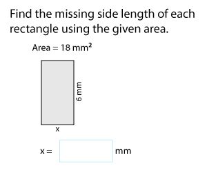 Finding Side Length of a Rectangles Using Area | Metric Units
