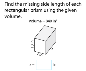 Side Length of a Rectangular Prism Using Volume | Customary Units