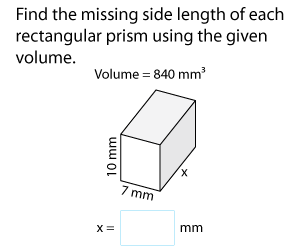 Side Length of a Rectangular Prism Using Volume | Metric Units