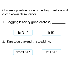 Positive and Negative Tag Questions