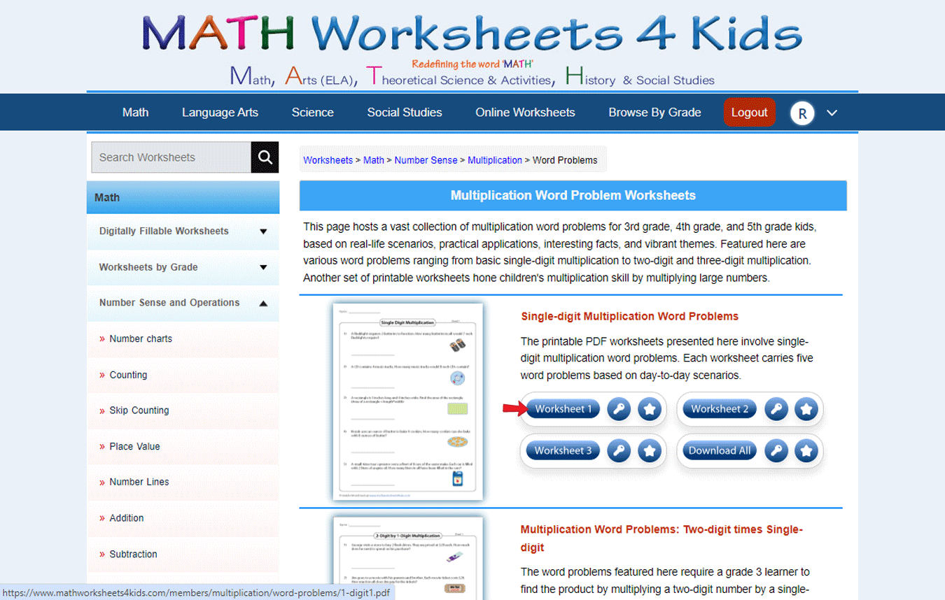 Click on Worksheet