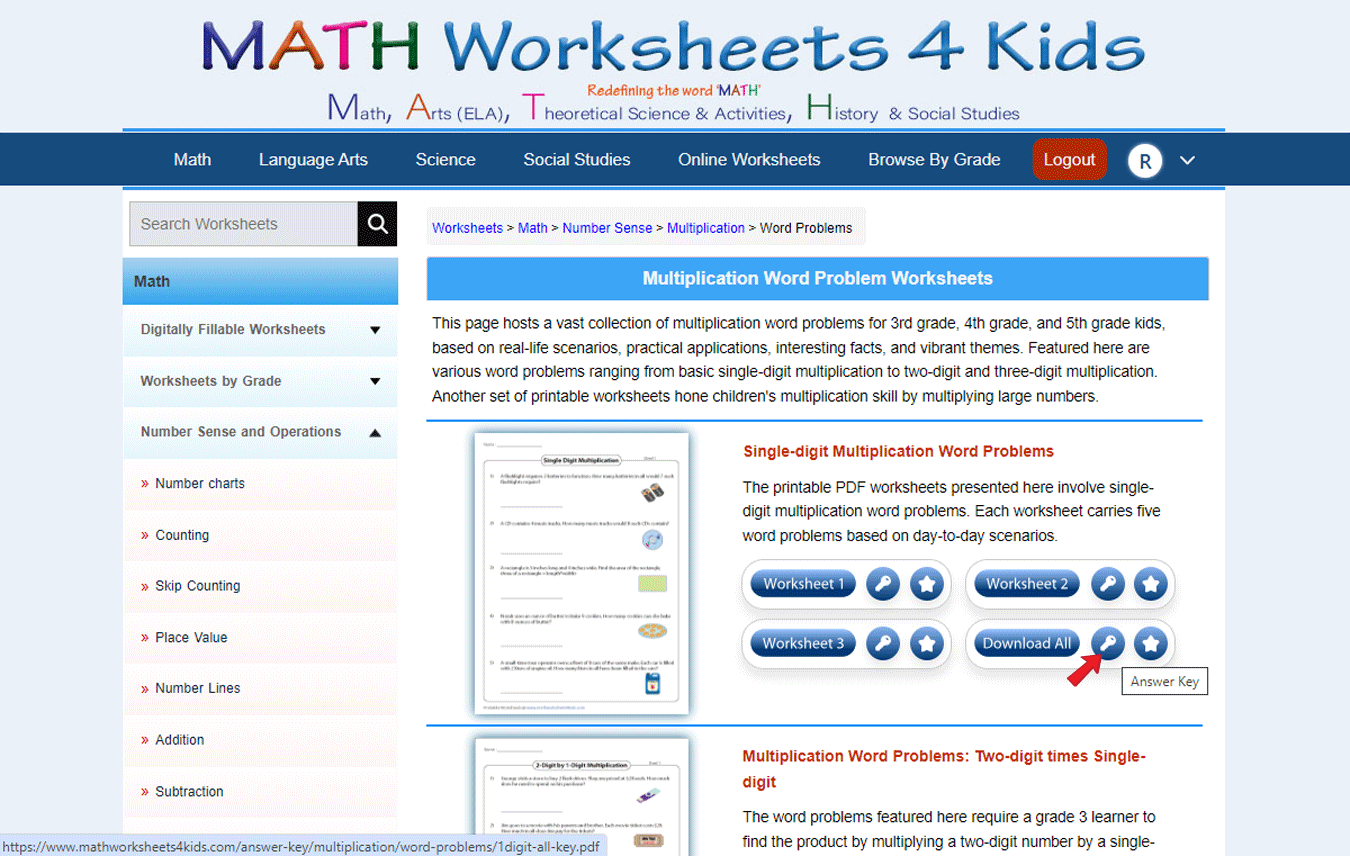 Click Download All Answer Key Icon