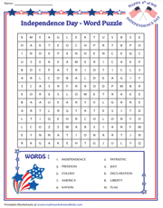 Independence Day - Word Search