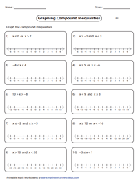 Compound Inequalities Worksheets