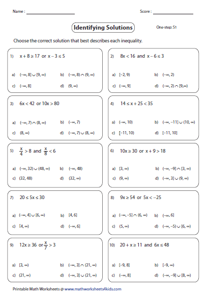 compound inequalities worksheet