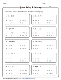 Two Step Inequalities Worksheets