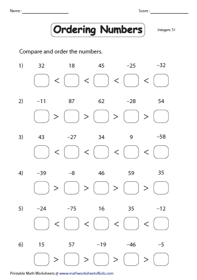 comparing-and-ordering-integers-worksheets