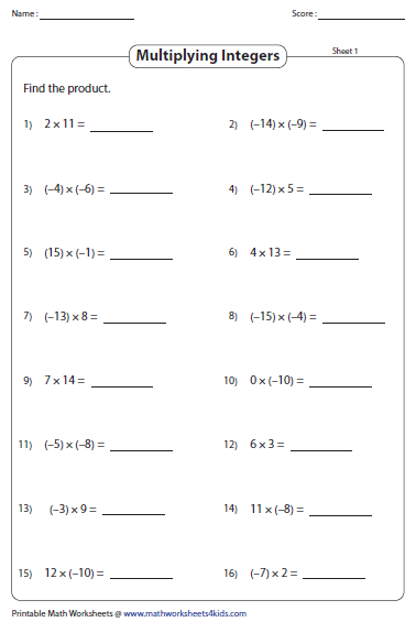  Multiplying And Dividing Integers Worksheets