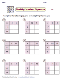 Multiplication Squares | 2x2