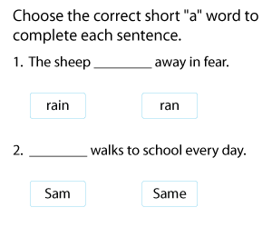 Completing Sentences with Short A Words