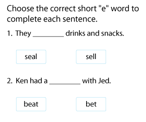 Completing Sentences with Short E Words