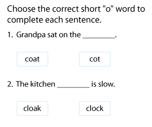 Completing Sentences with Short O Words