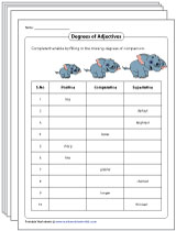 Degrees of Comparison in Adjectives Worksheets