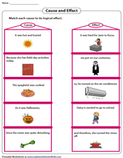 cause and effect sentences for kids