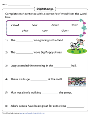 Completing Sentences - OW Diphthongs