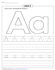 Uppercase and Lowercase A | Color, Trace, and Print