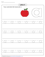 Tracing, Writing, and Printing Lowercase A
